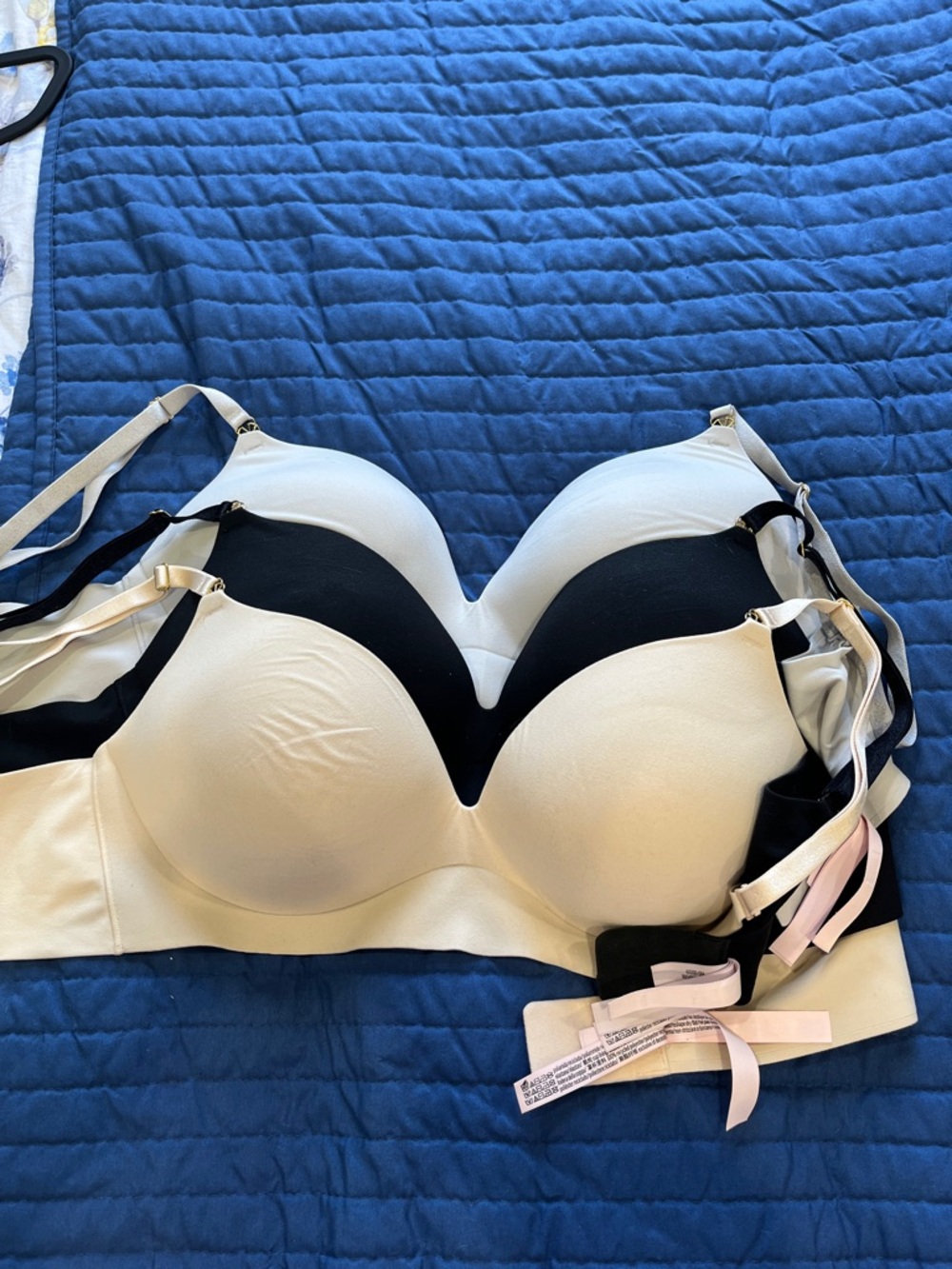 Victoria's Secret Cream, Black, Gray Seamless Padded Bra Trio